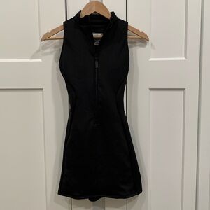 TA3 Mini Sleeveless Surfy Dress Shaping Zip Front Tie Back Black Small Short